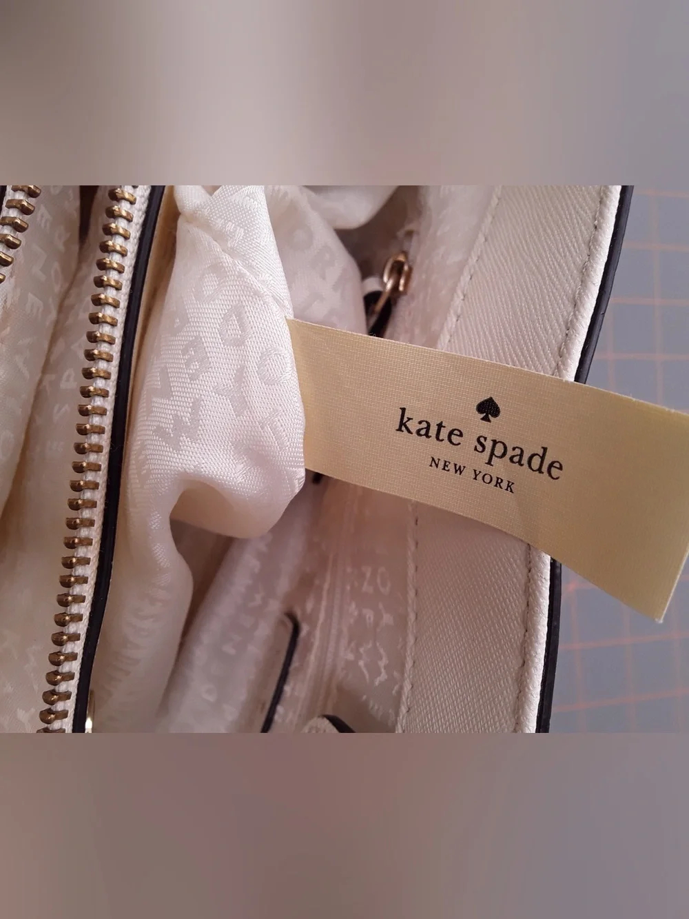 EUC Kate Spade Laurel Way Evangelie Colorblock Satchel Bag Ivory, white black